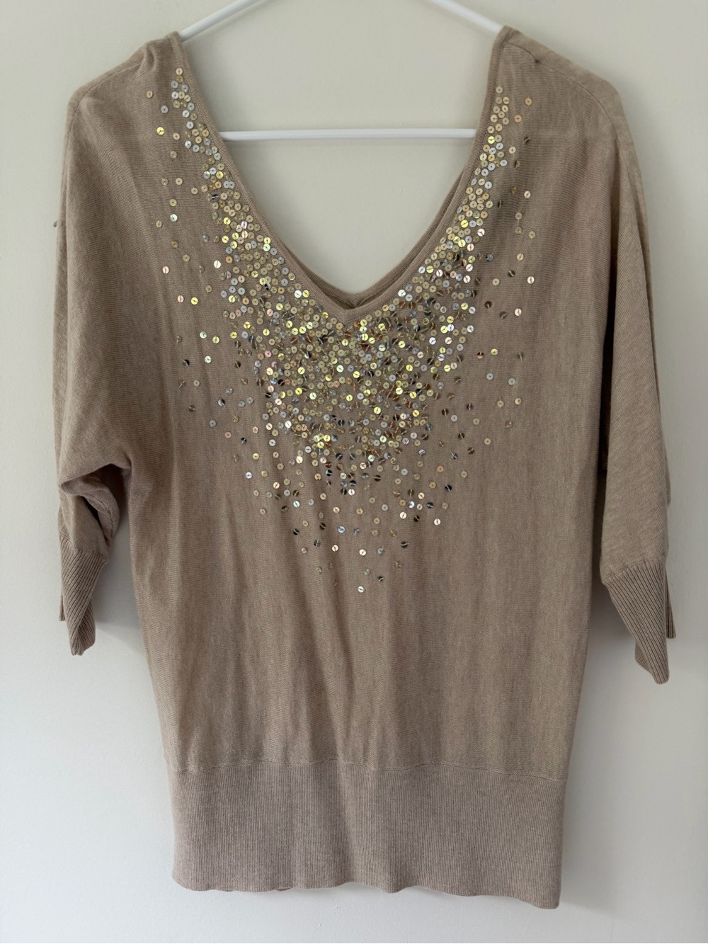 White House Black Market V-Neck Sequin Sweater
